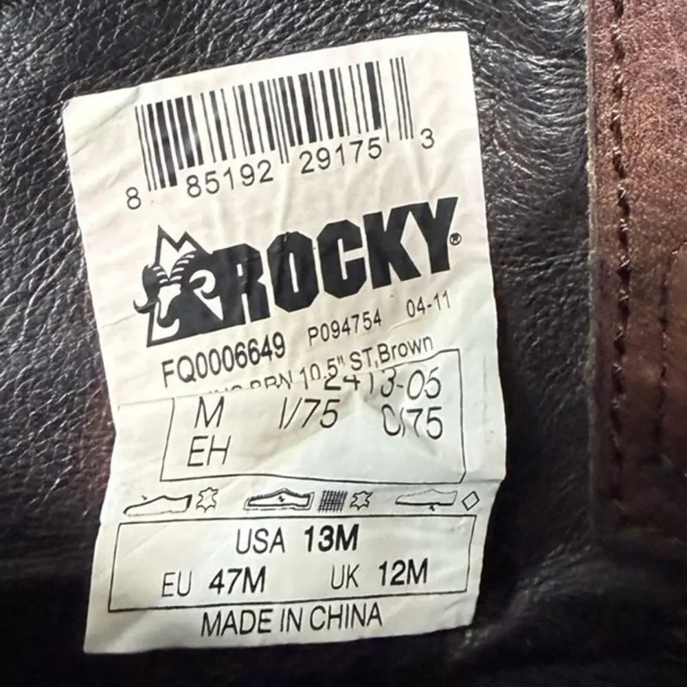 Rocky Original Ride Roper Western Boot Men’s Leather 13M Round Toe Steel Shank